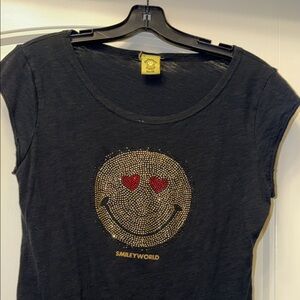 Black T-Shirt with Gold and Red Accents